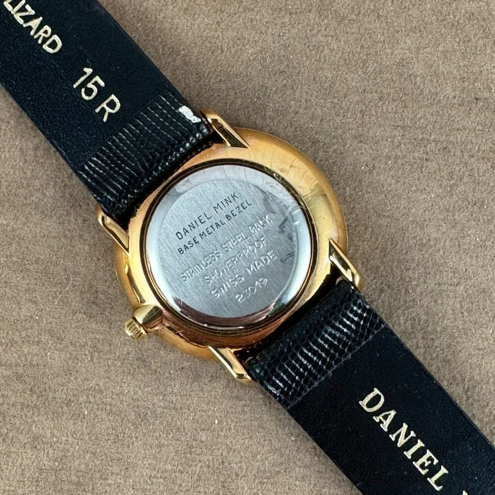 Vintage NOS in Box Designer Gold Daniel Mink Gold Dot Swiss Luxury Watch - Picture 6 of 9